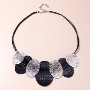 Multicolor Silver Black Geometric Necklace